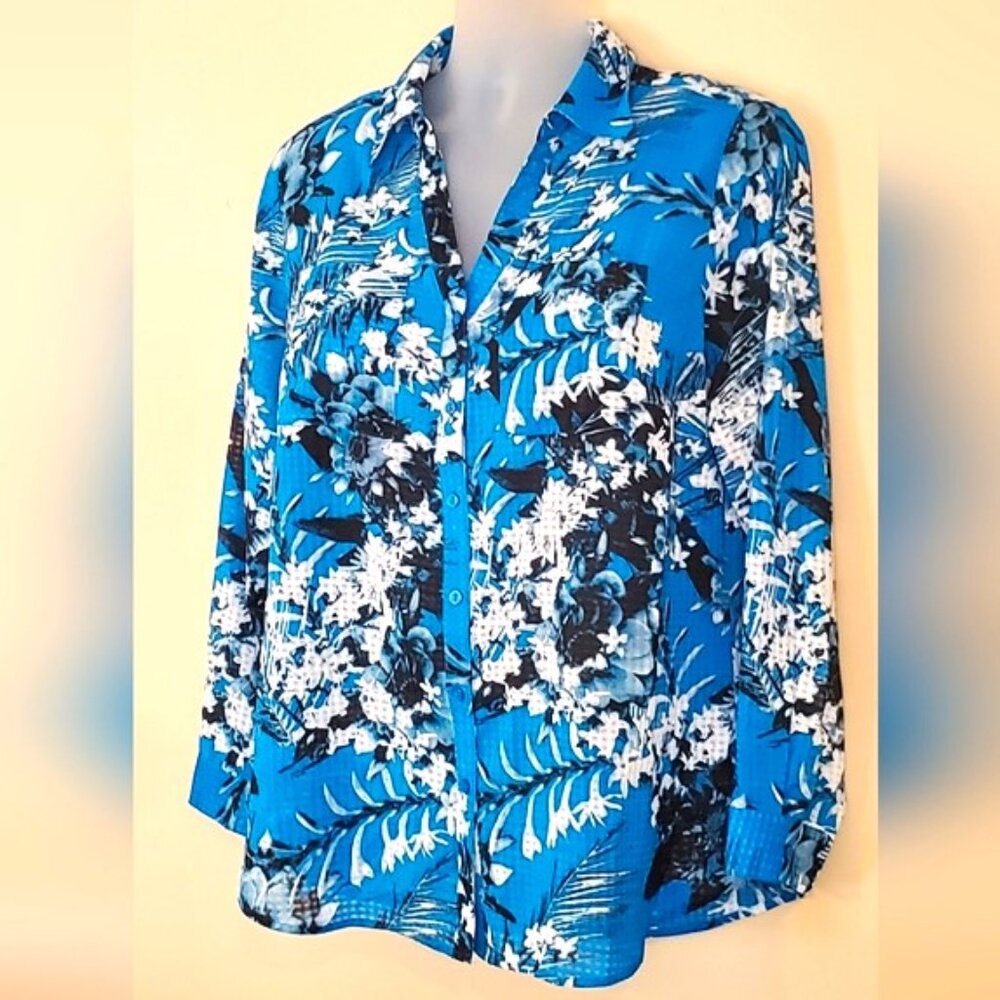 Beautiful NY Collection Button Down Shirt Like New 1X - Picture 2 of 5